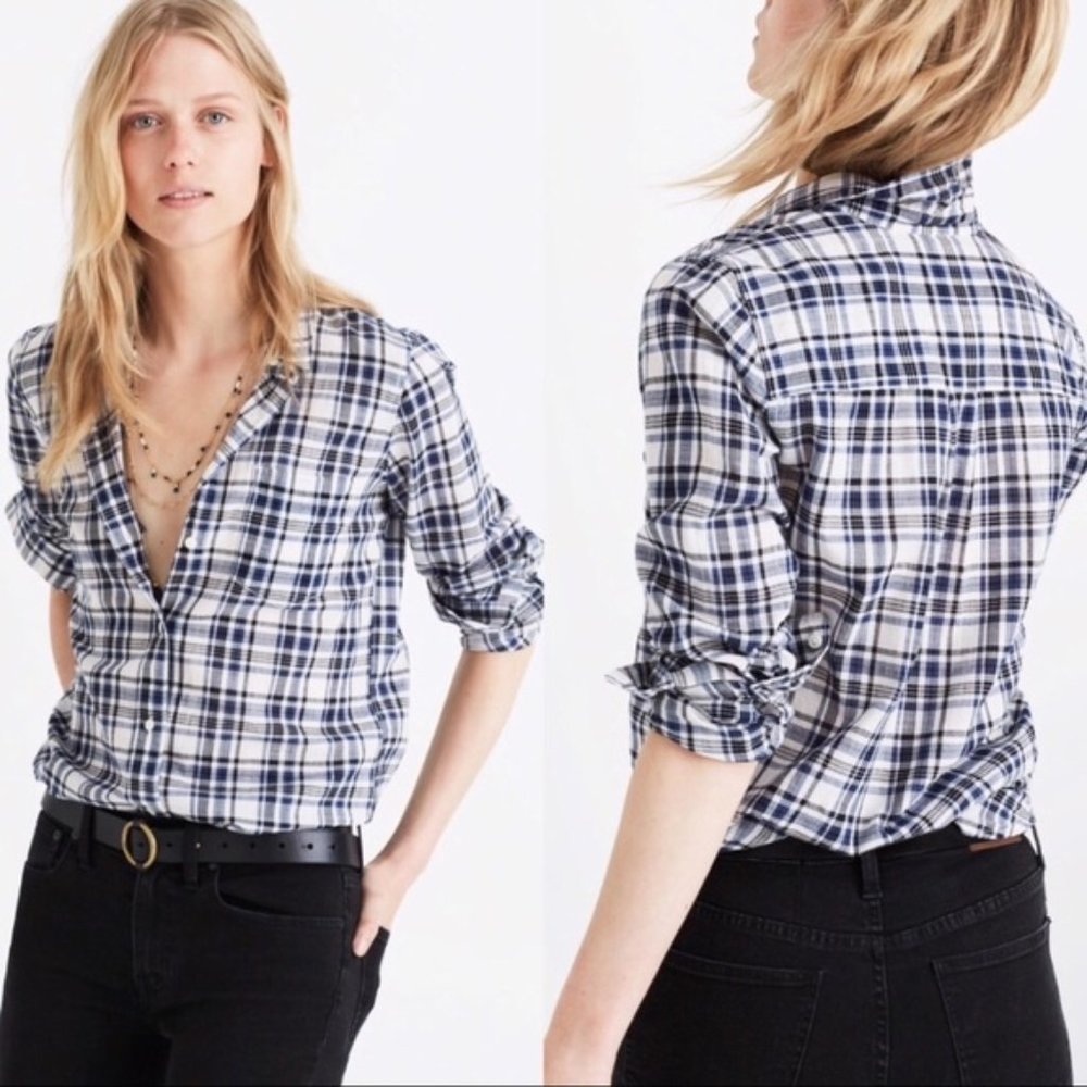 Madewell Slim Ex Boyfriend Shirt Coltrane Plaid